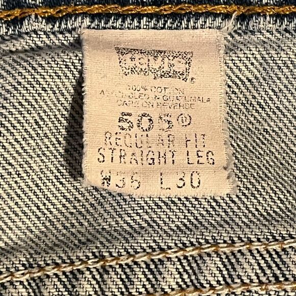 Vintage 90s Distressed Levis 505 Orange Tab Regular Straight Leg Jeans 35 x 30 - Picture 7 of 14
